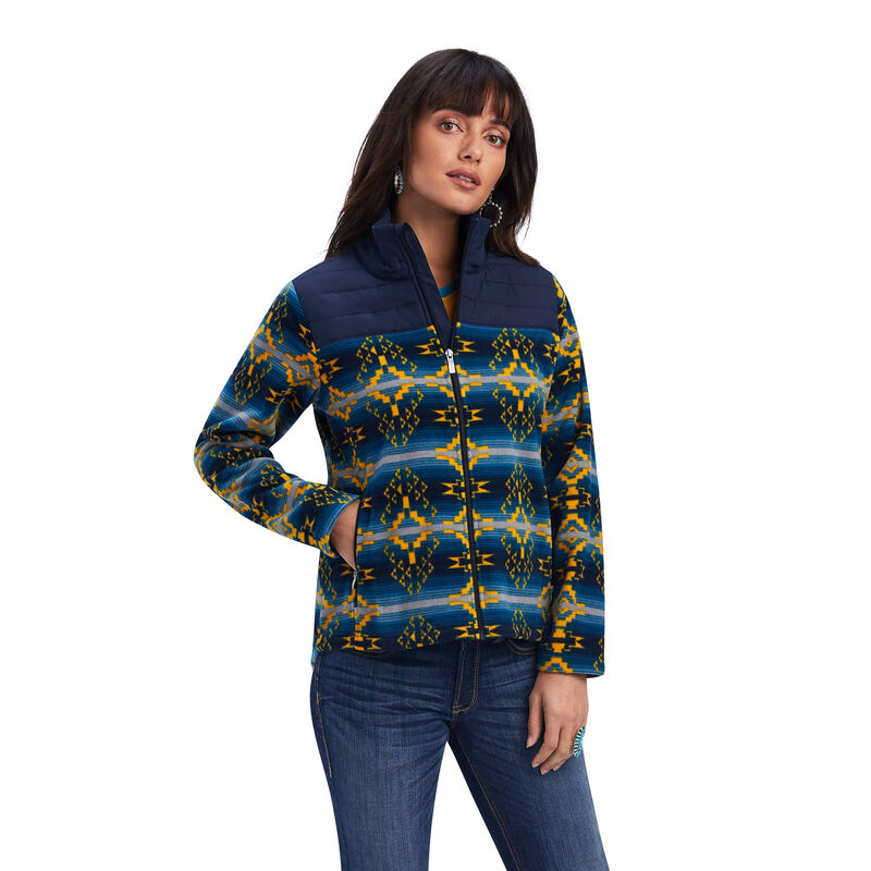 Ariat Jacke Damen - Prescott Fleece Blau/Gelb ( NTXPV-7643 )